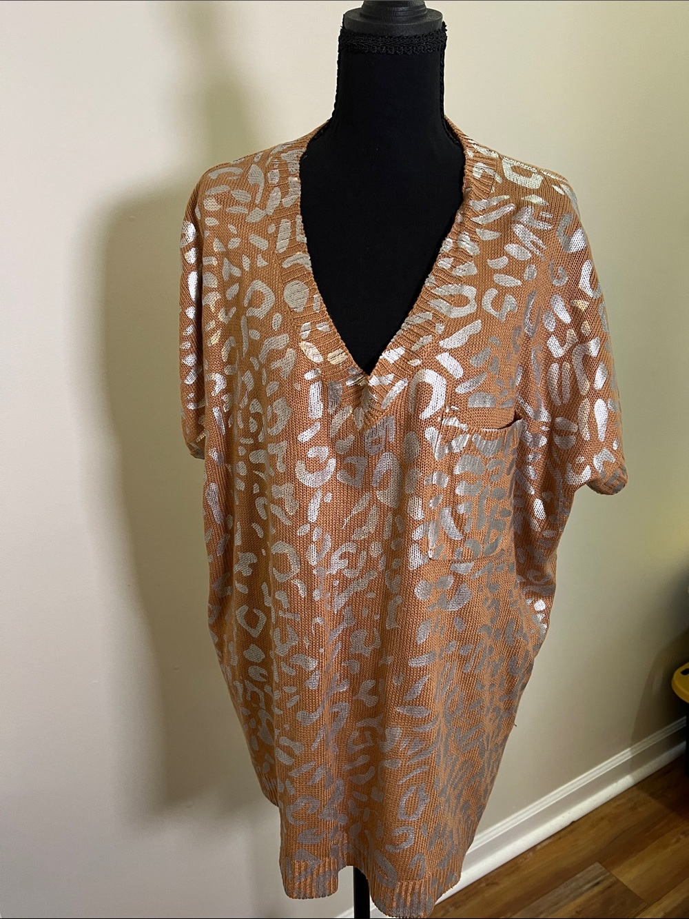 JODIFL Copper and Silver Animal Print V-Neck Tunic